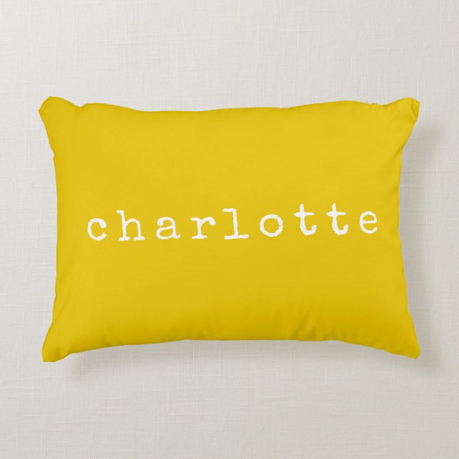 Simple Minimalist Name Design in Yellow Custom Decorative Cushion (Front)