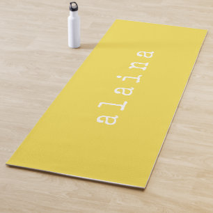 Simple Minimalist Name Design Yellow Custom Yoga Mat