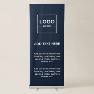 Simple Minimalist Navy Blue White Business Logo  Retractable Banner