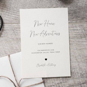 Simple Minimalist New Home New Adventures Moving Announcement Postcard