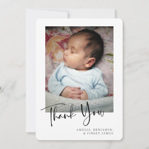 Simple Minimalist Newborn Baby Photo Thank You Card