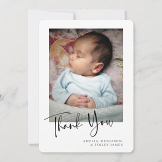 Simple Minimalist Newborn Baby Photo Thank You Card