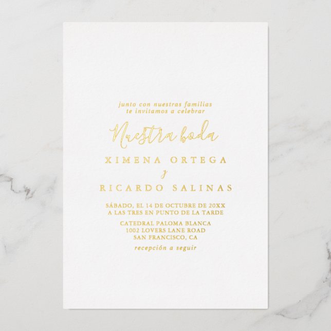 Simple Minimalist Nuestra Boda Wedding  (Front)