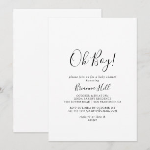 Simple Minimalist Oh Boy Baby Shower Invitation