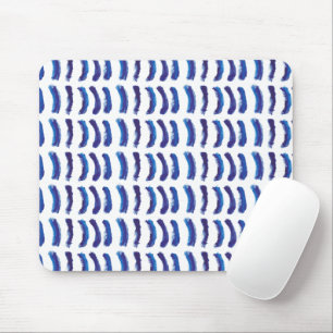 Simple Minimalist Oil Paint Blue Lines  Mouse Mat