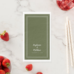 Simple Minimalist Olive Green Modern Wedding  Napkin