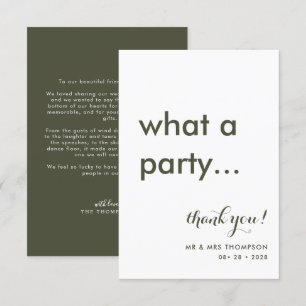 Simple Minimalist Olive Green Wedding Thank You Card