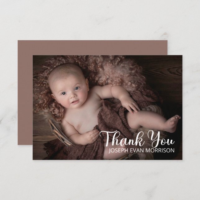 Simple Minimalist One Photo Baby Shower Thank You (Front/Back)