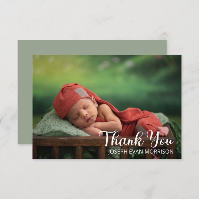 Simple Minimalist One Photo Baby Shower Thank You (Front/Back)