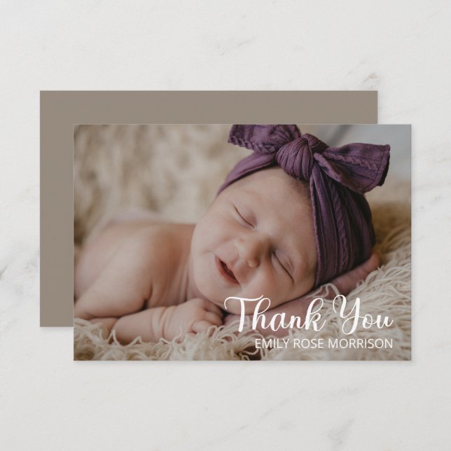 Simple Minimalist One Photo Baby Shower Thank You (Front/Back)