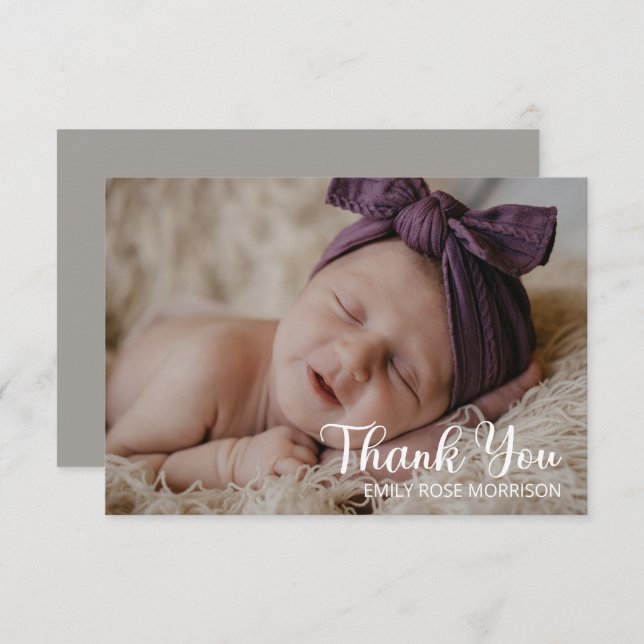 Simple Minimalist One Photo Baby Shower Thank You (Front/Back)