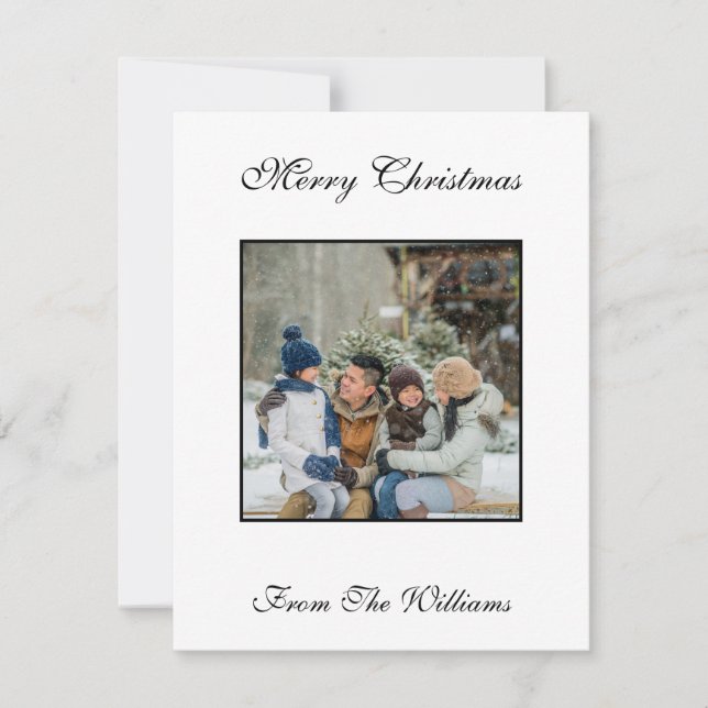 Simple Minimalist One Photo Merry Christmas Holiday Card (Front)