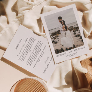 Simple Minimalist Our Best Day Ever Photo Wedding Thank You Card