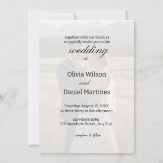 Simple Minimalist Overlay Photo Wedding Invitation