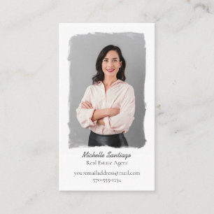 Simple Minimalist Painted Style Photo Vertical Business Card