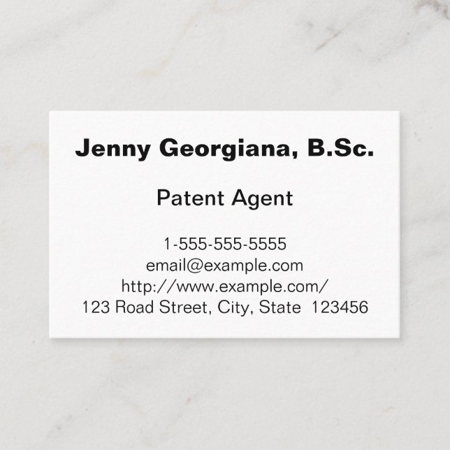 Simple & Minimalist Patent Agent Business Card (Front)