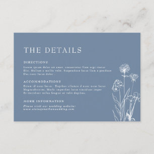 Simple Minimalist Periwinkle Flora Wedding Details Enclosure Card