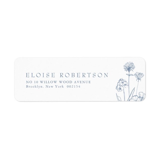 Simple Minimalist Periwinkle Wildflower Address (Front)