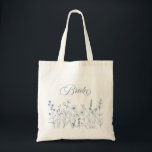 Simple Minimalist Periwinkle Wildflower Bride Tote Bag<br><div class="desc">Simple Minimalist Elegant Dusty Blue Periwinkle Modern bride tote bag with wildflowers. Please find more matching designs and variations from my store. And feel free to contact me for further customisation or matching items.</div>
