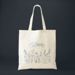 Simple Minimalist Periwinkle Wildflower Bride Tote Bag<br><div class="desc">Simple Minimalist Elegant Dusty Blue Periwinkle Modern bride tote bag with wildflowers. Please find more matching designs and variations from my store. And feel free to contact me for further customisation or matching items.</div>