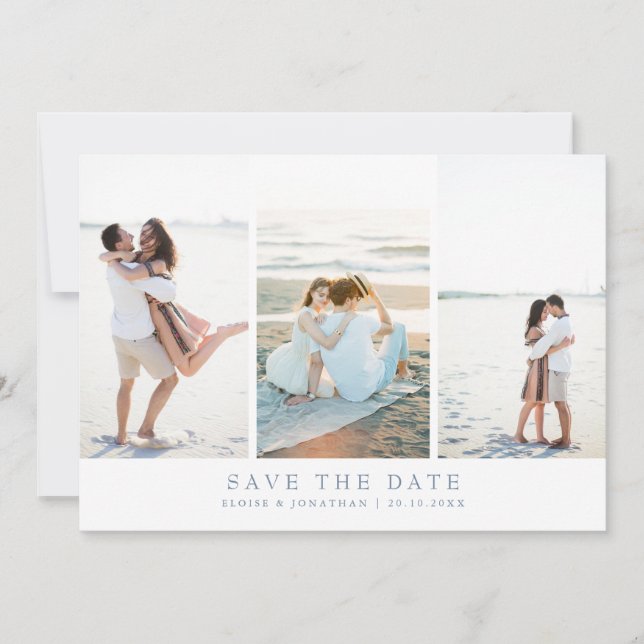 Simple Minimalist Periwinkle Wildflower Photo  Save The Date (Front)