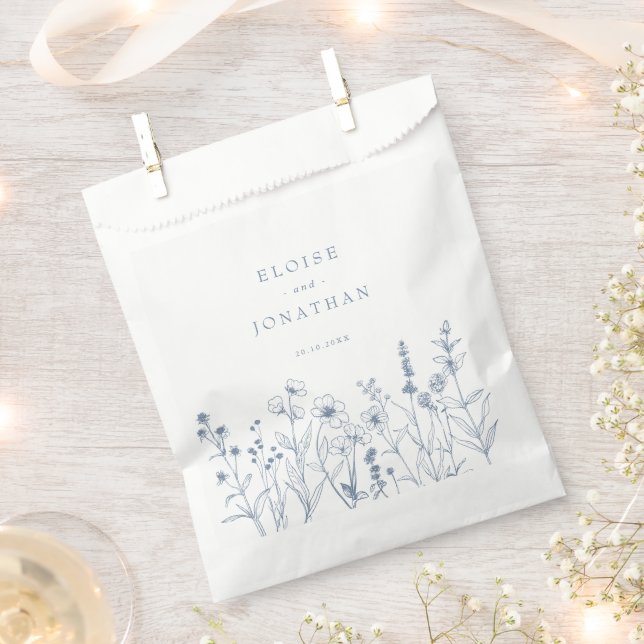 Simple Minimalist Periwinkle Wildflower Wedding Favour Bags (Clipped)