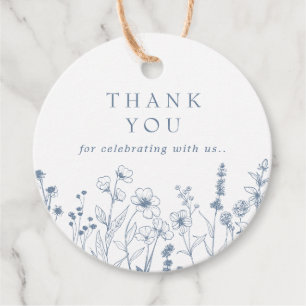 Simple Minimalist Periwinkle Wildflower Wedding Favour Tags
