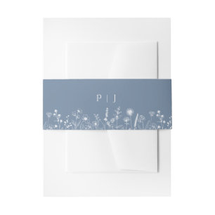 Simple Minimalist Periwinkle Wildflower Wedding Invitation Belly Band