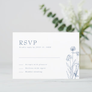 Simple Minimalist Periwinkle Wildflower Wedding RS RSVP Card