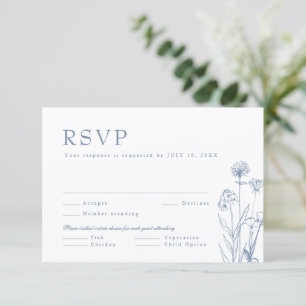 Simple Minimalist Periwinkle Wildflower Wedding RS RSVP Card
