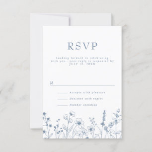 Simple Minimalist Periwinkle Wildflower Wedding RS RSVP Card