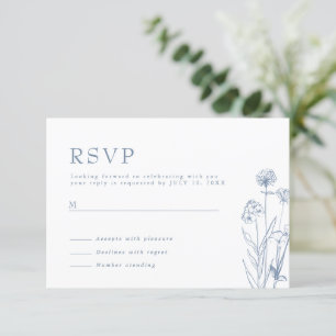 Simple Minimalist Periwinkle Wildflower Wedding RS RSVP Card