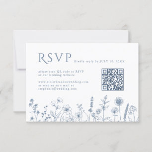 Simple Minimalist Periwinkle Wildflower Wedding RSVP Card