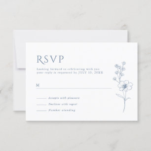 Simple Minimalist Periwinkle Wildflower Wedding RSVP Card