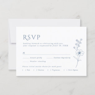 Simple Minimalist Periwinkle Wildflower Wedding RSVP Card