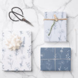 Simple Minimalist Periwinkle Wildflower Wedding Wrapping Paper Sheet<br><div class="desc">Simple Minimalist Elegant Dusty Blue Periwinkle Modern Wedding wrapping paper sheet with wildflowers. Please find more matching designs and variations from my store. And feel free to contact me for further customisation or matching items.</div>
