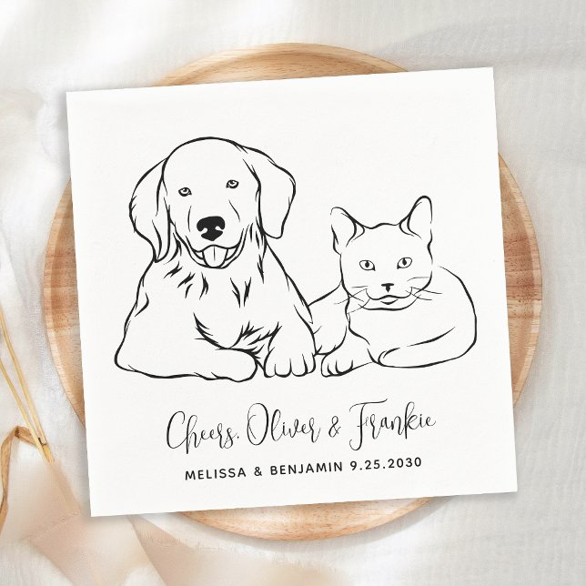 Simple Minimalist Personalised Pet Dog Cat Wedding Napkin (Creator Uploaded)