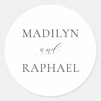 Simple Minimalist Personalised Wedding Classic Round Sticker