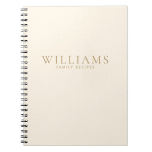 Simple Minimalist Personalized Family Recipes Notebook