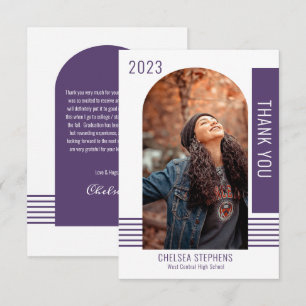 Simple Minimalist Photo 2022 Graduation  Thank You Card