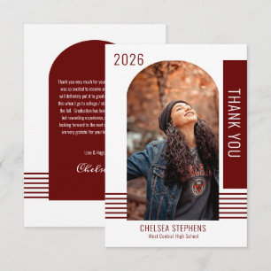 Simple Minimalist Photo 2026 Graduation  Thank You Card