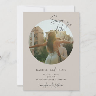 Simple Minimalist Photo | Beige Wedding  Invitation