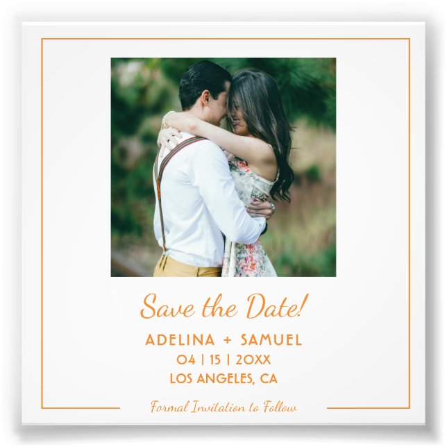 Simple minimalist photo budget wedding save date (Front)