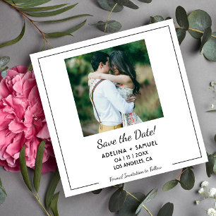 Simple minimalist photo budget wedding save date print