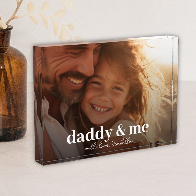 Simple Minimalist Photo Calligraphy Daddy and Me Block (Daddy & Me photo Block)