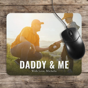 Simple Minimalist Photo Calligraphy Daddy and Me Mouse Mat
