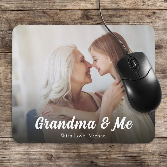 Simple Minimalist Photo Calligraphy Grandma and Me Mouse Mat (Creator Uploaded)