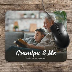 Simple Minimalist Photo Calligraphy Grandpa and Me Mouse Mat