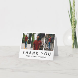 Simple Minimalist Photo Collage Modern Graduation Thank You Card