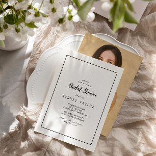 Simple Minimalist Photo Frame Bridal Shower Invitation